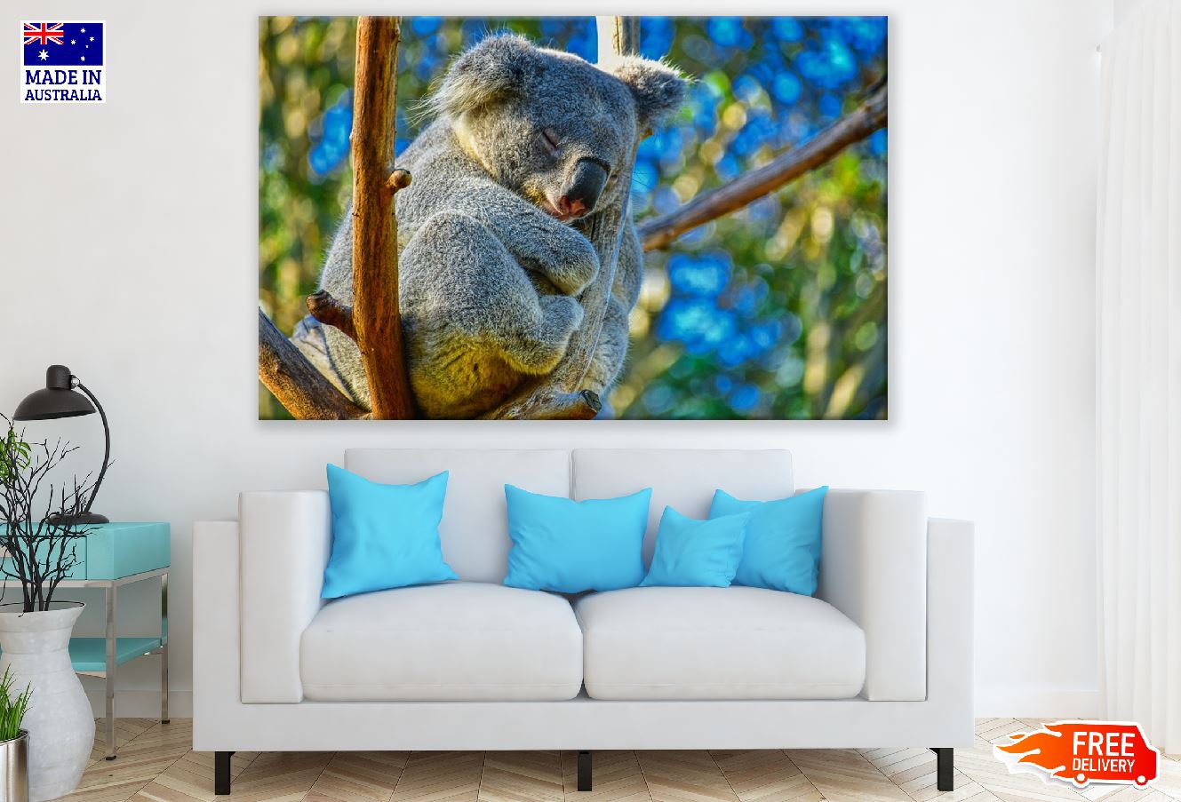 Koala Bear on Tree Branch Closeup Photograph Print 100% Australian Made