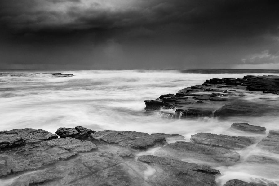 Rocks on Sea B&W View Photograph Print 100% Australian Made