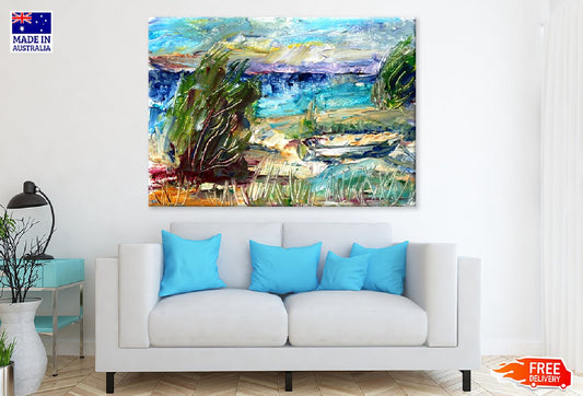 Coastal Nature Abstract Oil Painting Print 100% Australian Made