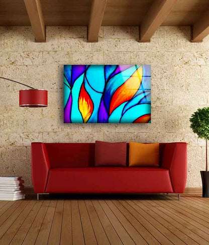 Red Yellow Blue & Purple Abstract Design Acrylic Glass Print Tempered Glass Wall Art 100% Made in Australia Ready to Hang