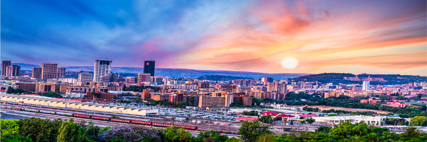 Panoramic Canvas Pretoria city Sunset Photograph High Quality 100% Australian Made Wall Canvas Print Ready to Hang