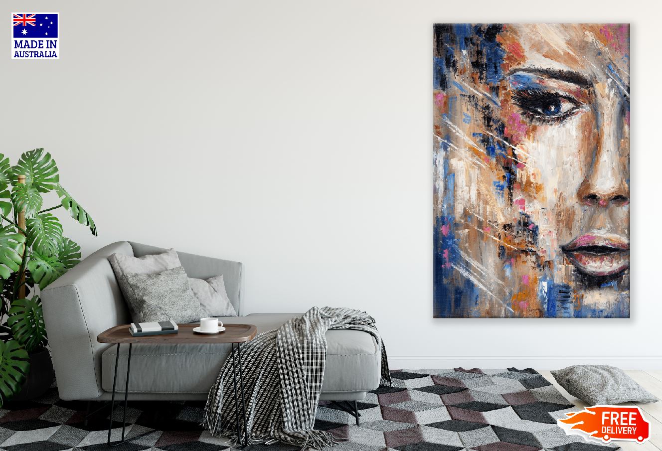 Abstract Painting of a Woman Face Print 100% Australian Made