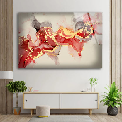 Red & Black Abstract Design Acrylic Glass Print Tempered Glass Wall Art 100% Made in Australia Ready to Hang