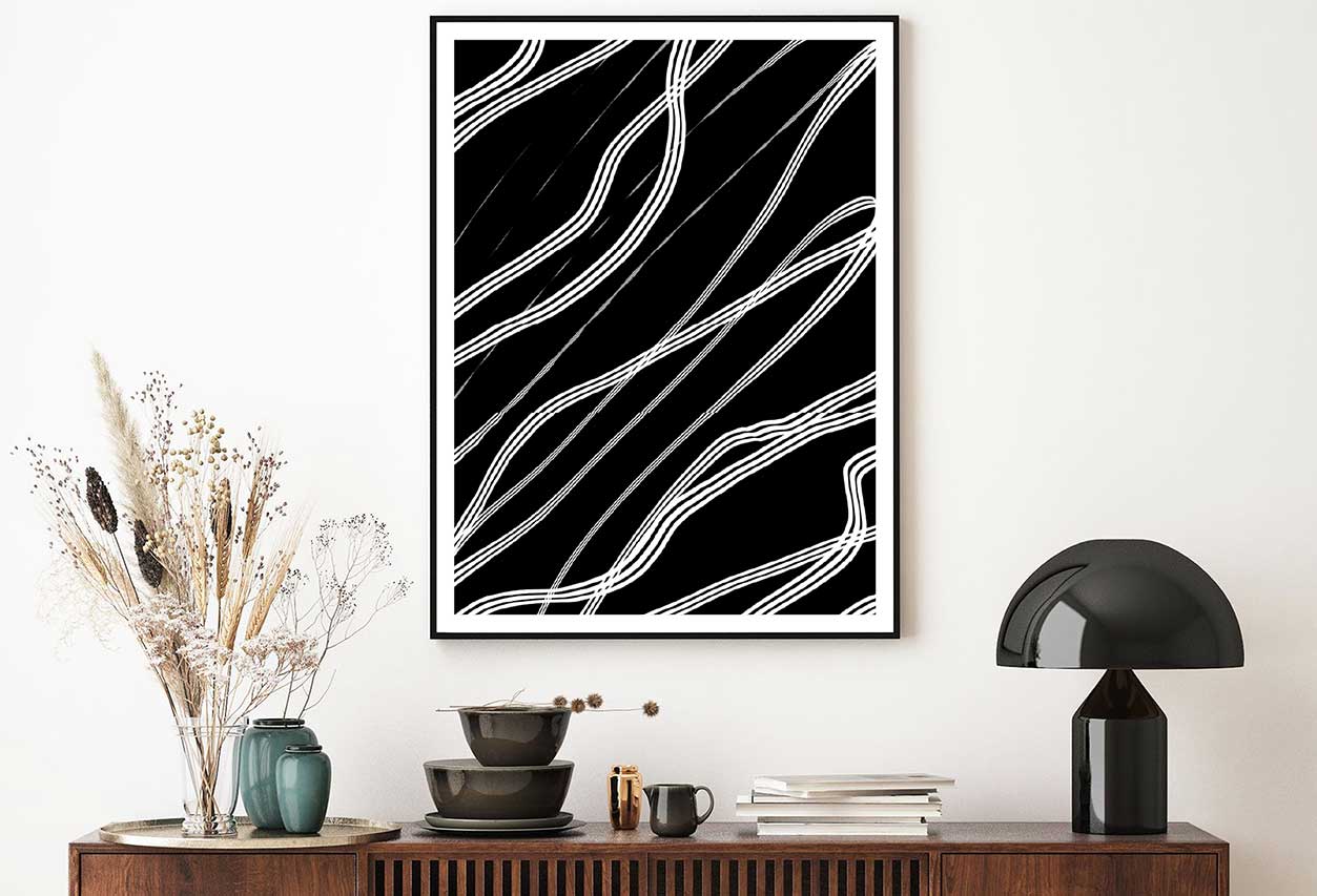 White Light Lines Abstract Design Home Decor Premium Quality Poster Print Choose Your Sizes