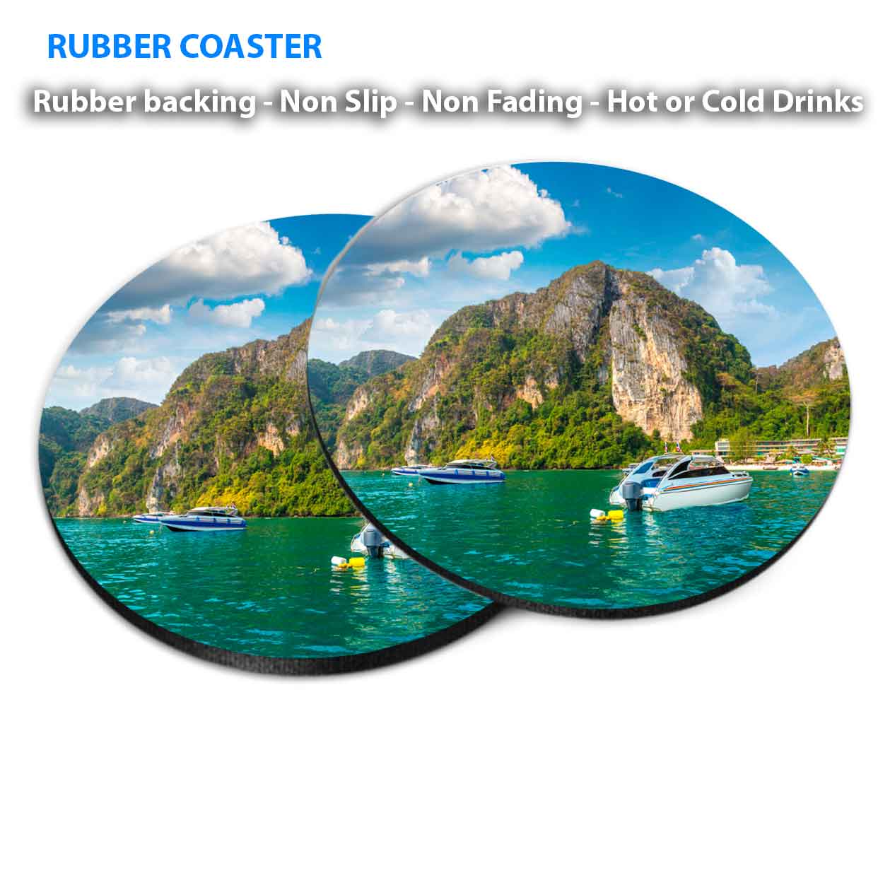 Koh Phi Phi Don island, Thailand Coasters Wood & Rubber - Set of 6 Coasters