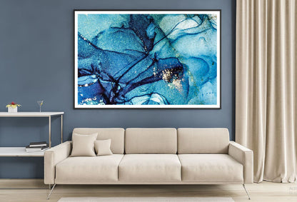 Black Blue & Gold Fluid Abstract Design Home Decor Premium Quality Poster Print Choose Your Sizes