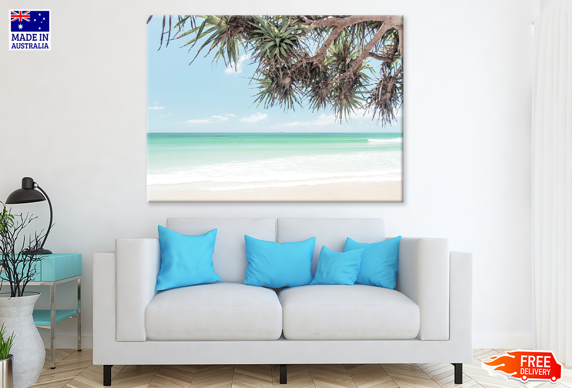 Trees & Sea Cloudy Sky View Print 100% Australian Made