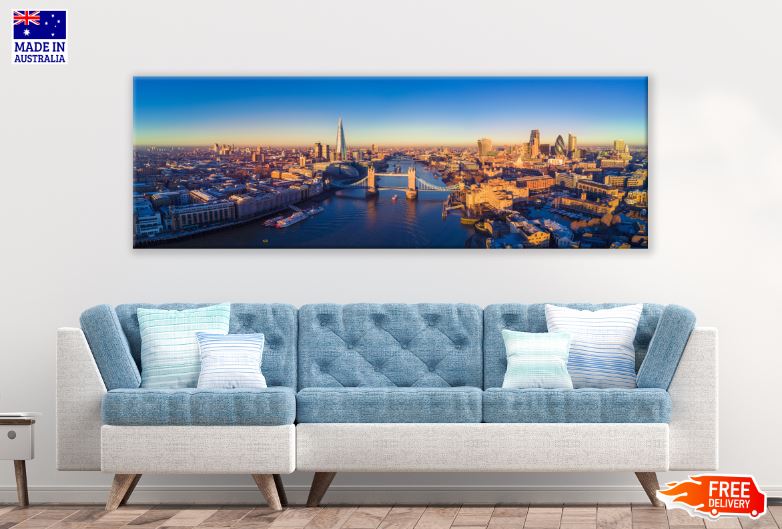 Panoramic Canvas City Skyline View High Quality 100% Australian made wall Canvas Print ready to hang