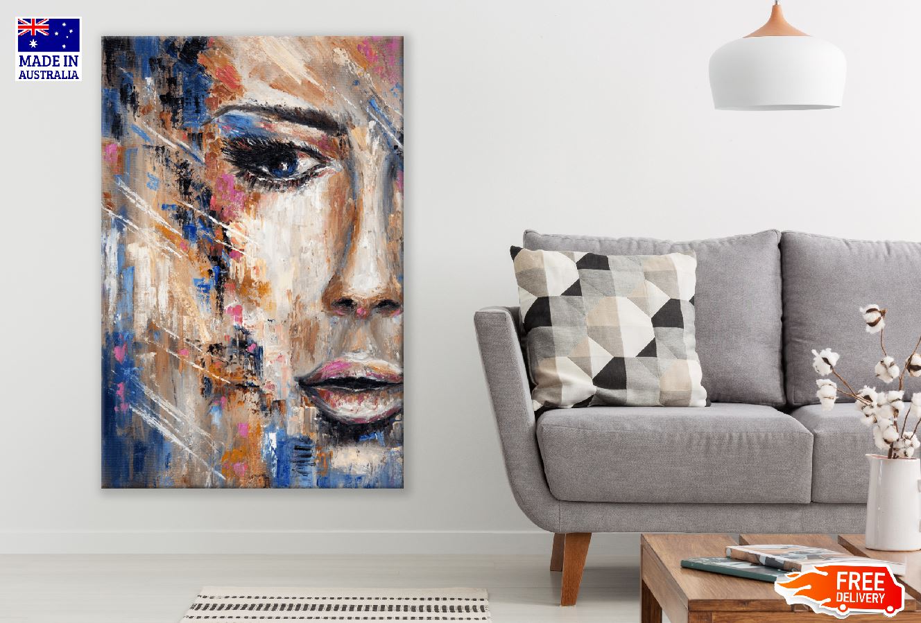 Abstract Painting of a Woman Face Print 100% Australian Made