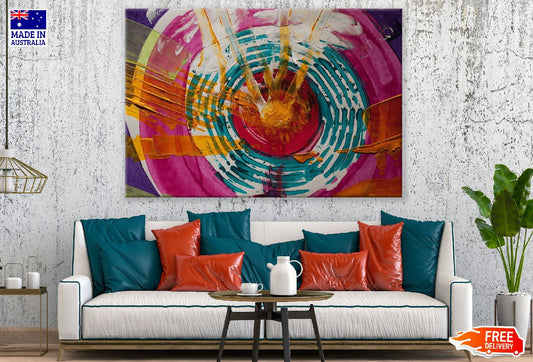 Yellow Red Pink & Blue Paint Abstract Print 100% Australian Made