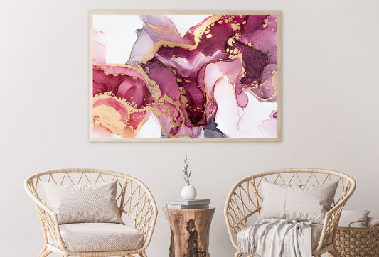 Red Pink & Gold Lines Abstract Design Home Decor Premium Quality Poster Print Choose Your Sizes