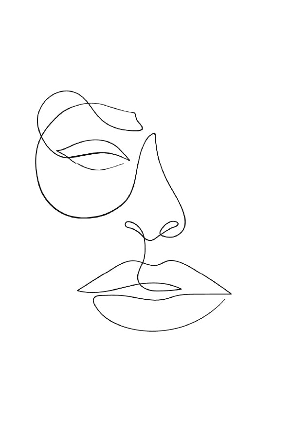 Woman Face B&W Line Art Design Print 100% Australian Made