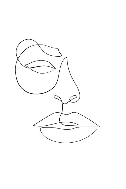 Woman Face B&W Line Art Design Print 100% Australian Made