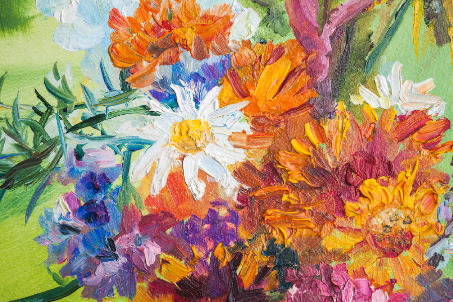 Bella Home Colorful Summer Flowers Oil Painting Print Canvas Ready to hang