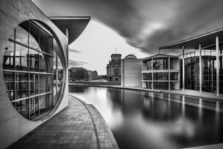 Lake Middle City Buildings B&W Photograph Print 100% Australian Made