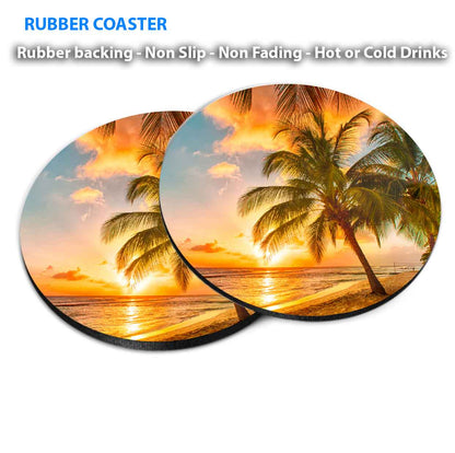 Beach Palm Trees Wooden Pathway Coasters Wood & Rubber - Set of 6 Coasters