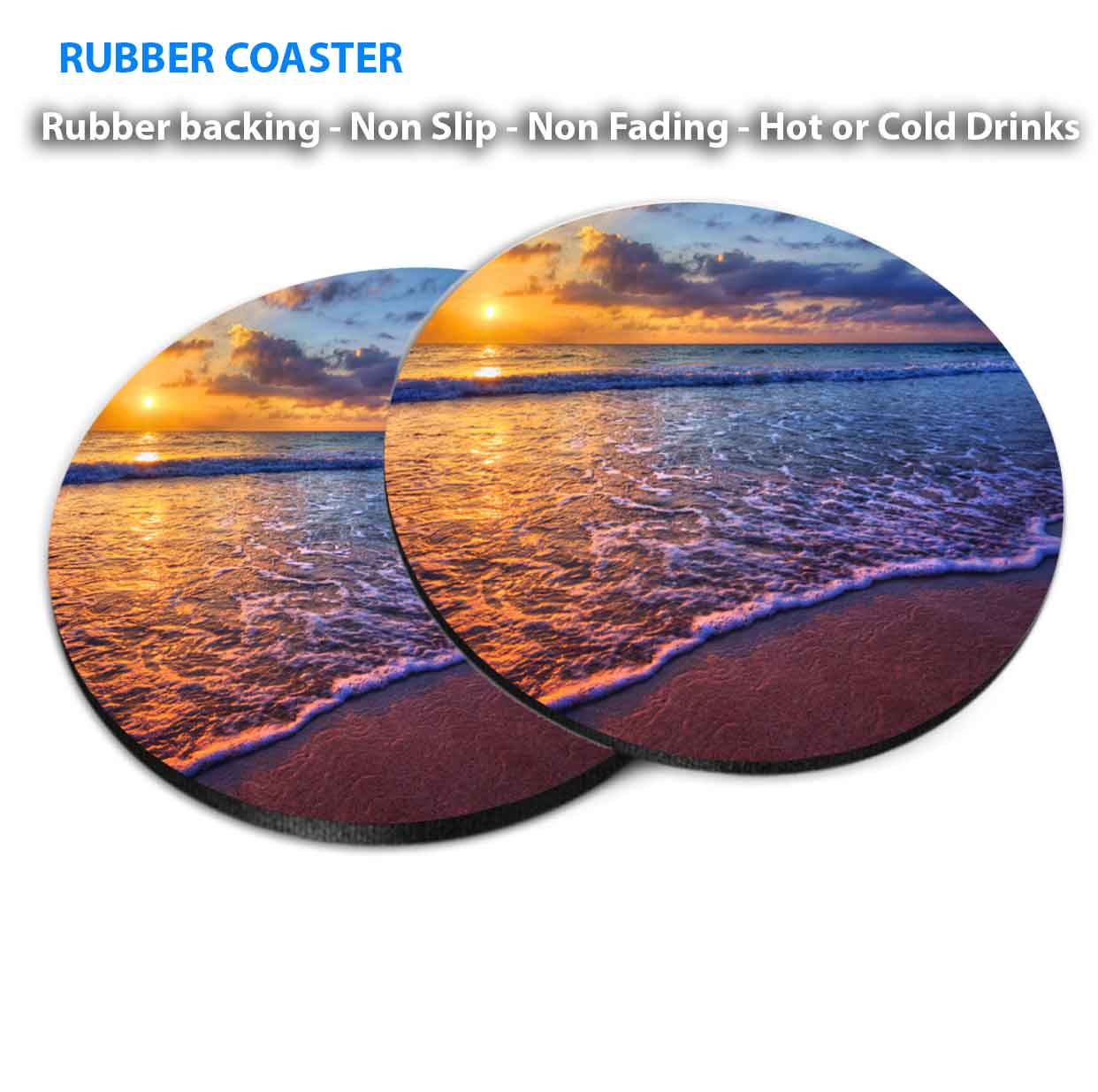 Wooden Pier Beach House Sunset Beach Coasters Wood & Rubber - Set of 6 Coasters