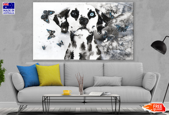 Dalmatian Dog Portrait Drawing Blue Eye Print 100% Australian Made