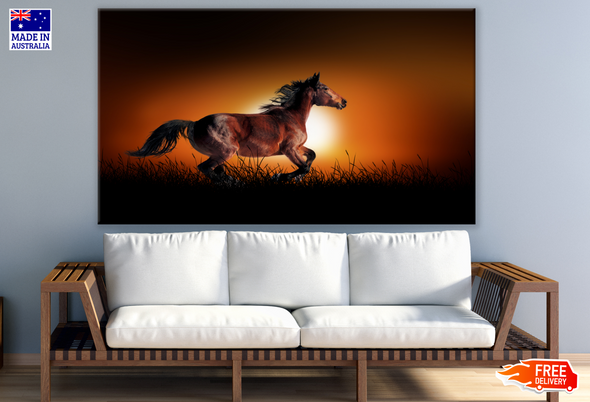 Running Horse Sunset Background Print 100% Australian Made