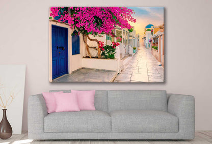 Bella Home View of Oia Street in The Mornong Print Canvas Ready to hang