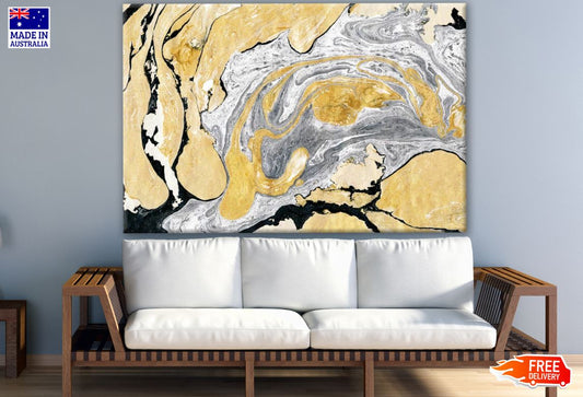 Gold, Black & Grey Abstract Granite Design Print 100% Australian Made