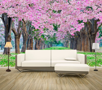 Wallpaper Murals Peel and Stick Removable Stunning Pink Flower Trees Photograph High Quality