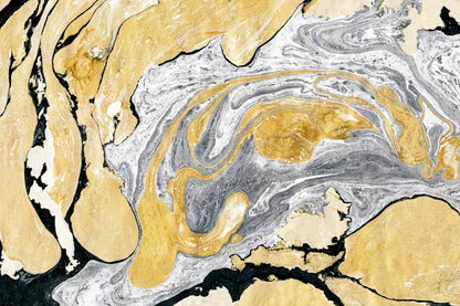 Gold, Black & Grey Abstract Granite Design Print 100% Australian Made