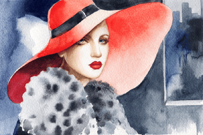 Elegant Lady with Hat Watercolor Painting Print 100% Australian Made