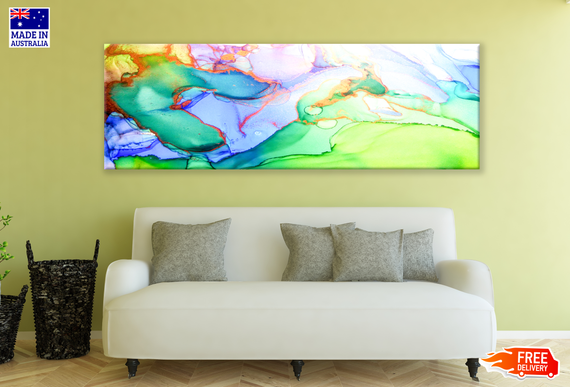 Panoramic Canvas Colourful Abstract Design High Quality 100% Australian made wall Canvas Print ready to hang