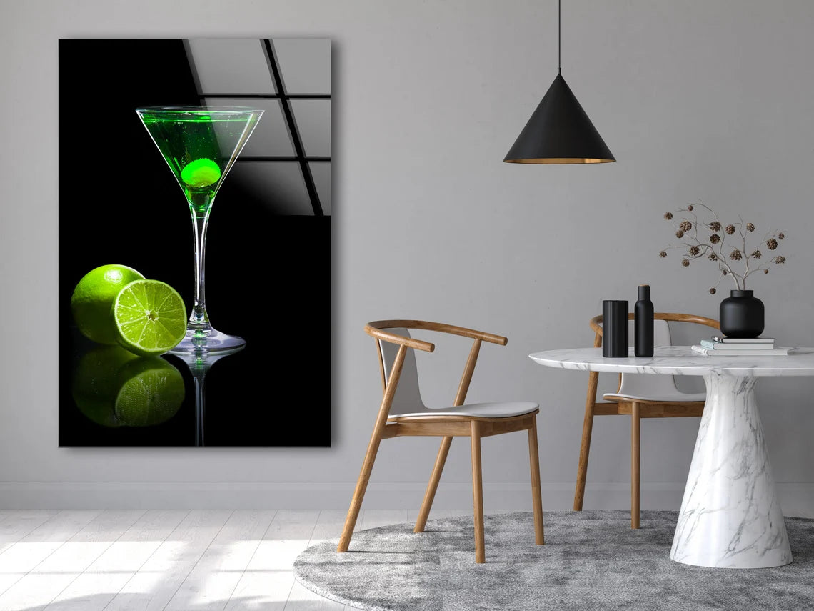 Cocktail Glass & Lime Photograph Acrylic Glass Print Tempered Glass Wall Art 100% Made in Australia Ready to Hang