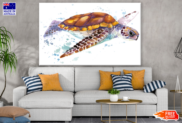 Sea Turtle Swimming Painting Print 100% Australian Made