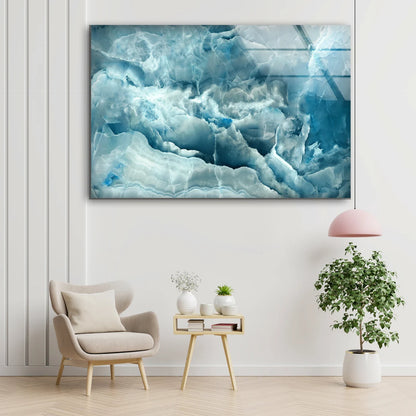 Blue & White Abstract Design Acrylic Glass Print Tempered Glass Wall Art 100% Made in Australia Ready to Hang