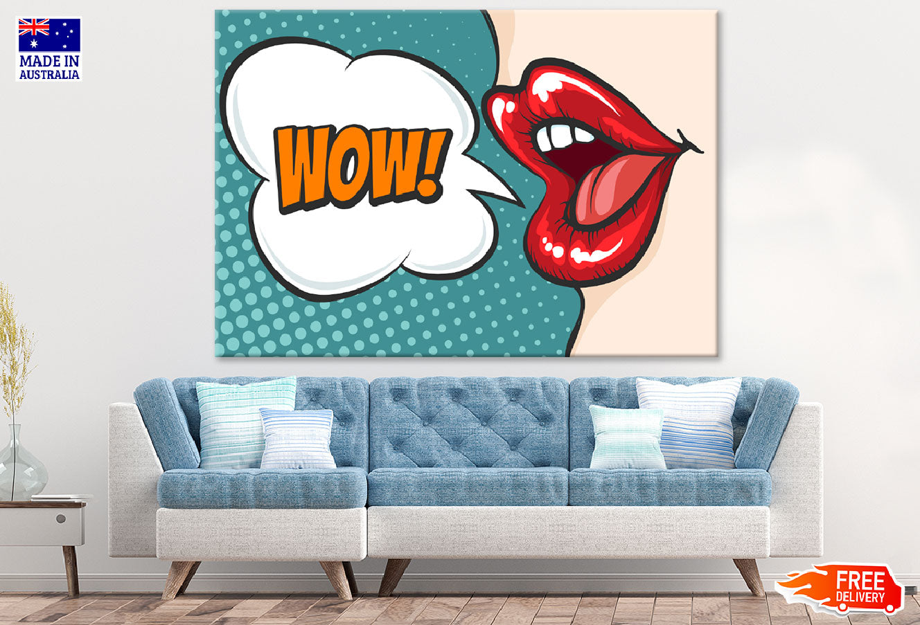 Wow Quote & Girl Mouth Illustration Print 100% Australian Made