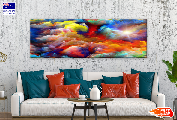 Panoramic Canvas Colourful Cloud Abstract Design High Quality 100% Australian made wall Canvas Print ready to hang