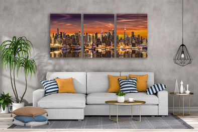 3 Set of City Night View Photograph High Quality Print 100% Australian Made Wall Canvas Ready to Hang