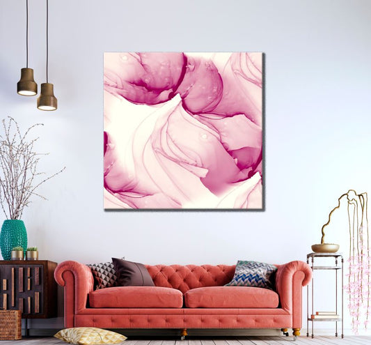 Square Canvas White Pink Abstract Design High Quality Print 100% Australian Made