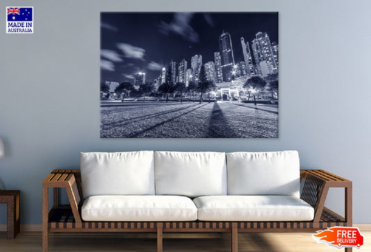 Park in Hong Kong City Night B&W Photograph Print 100% Australian Made