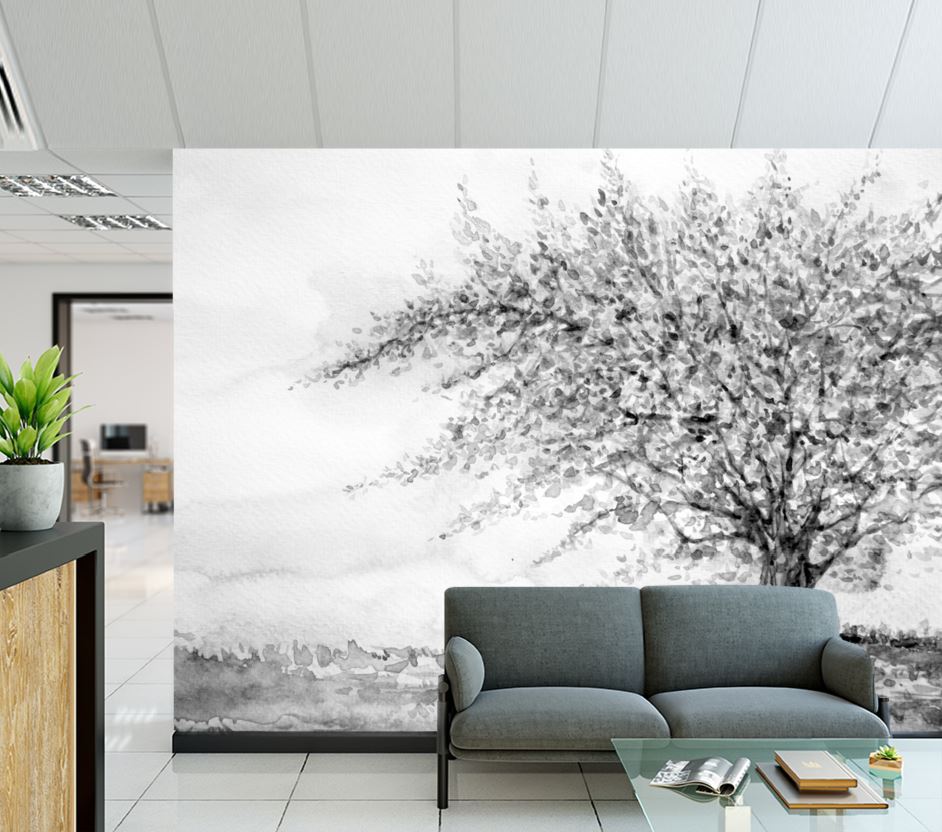 Wallpaper Murals Peel and Stick Removable B&W Tree Painting High Quality