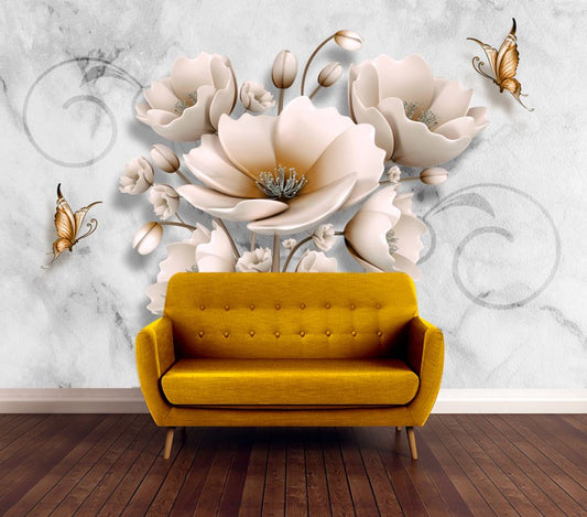 Wallpaper Murals Peel and Stick Removable Colorful 3D Fractal Floral Design High Quality