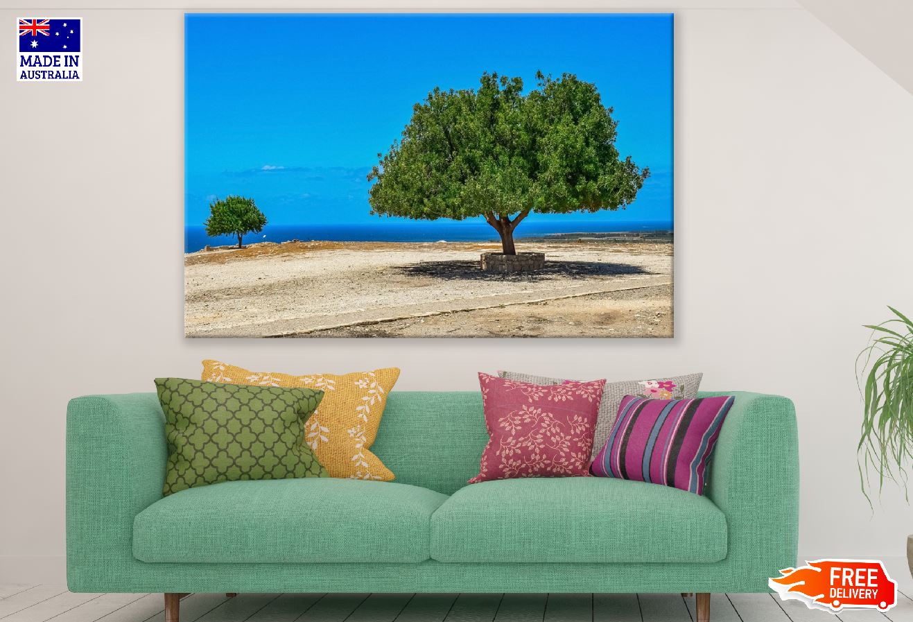 Shade Trees & Sea View Photograph Print 100% Australian Made