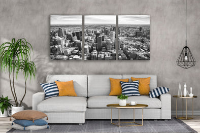 3 Set of City Buildings Aerial View B&W Photograph High Quality Print 100% Australian Made Wall Canvas Ready to Hang