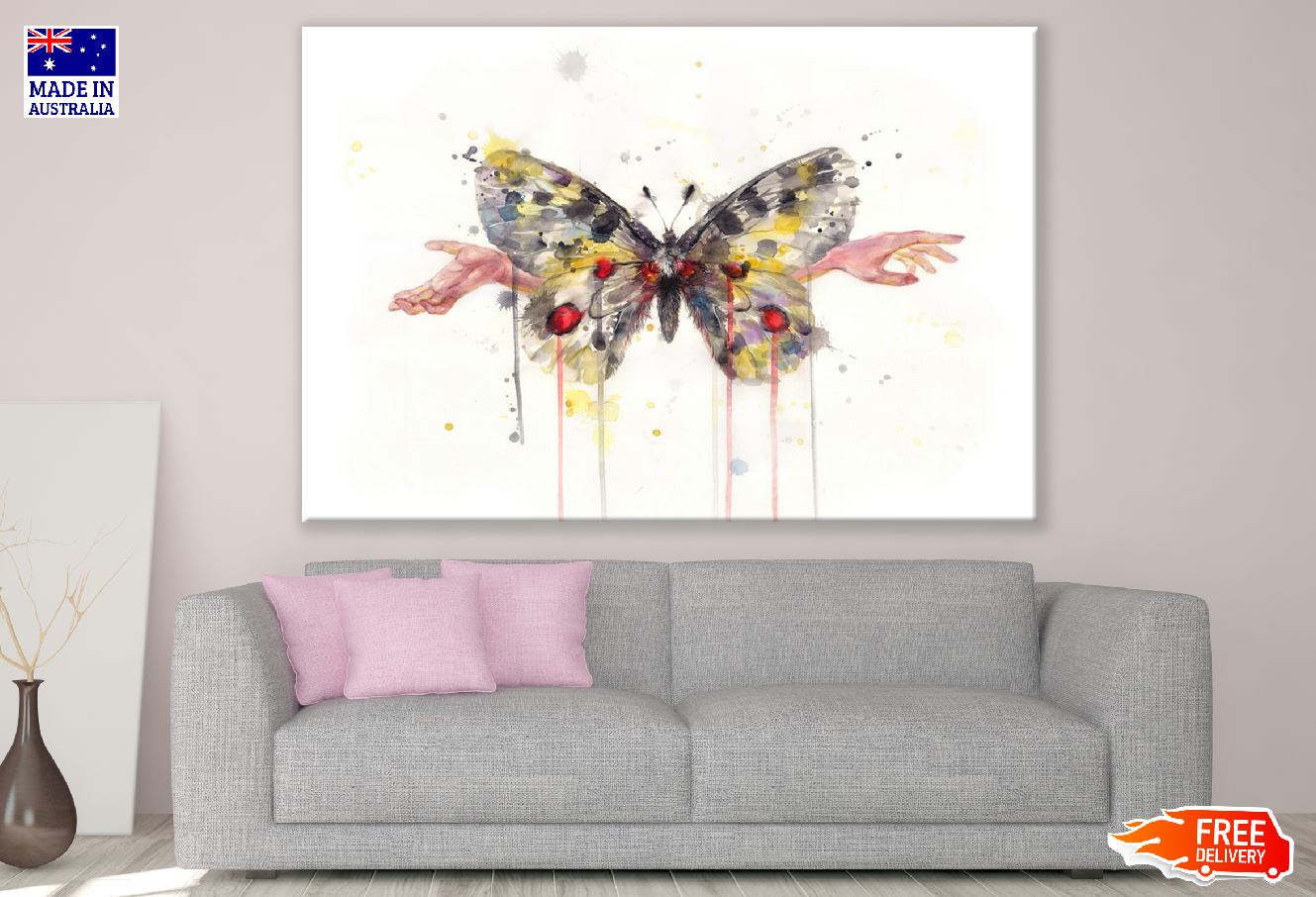 Hands and Wings of a Butterfly Abstract Watercolor Painting Print 100% Australian Made