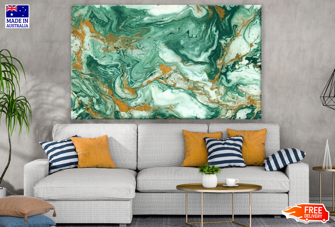 Green & Gold Abstract Design Print 100% Australian Made