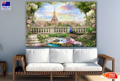 Eiffel Tower View from Balcony & Floral Print 100% Australian Made