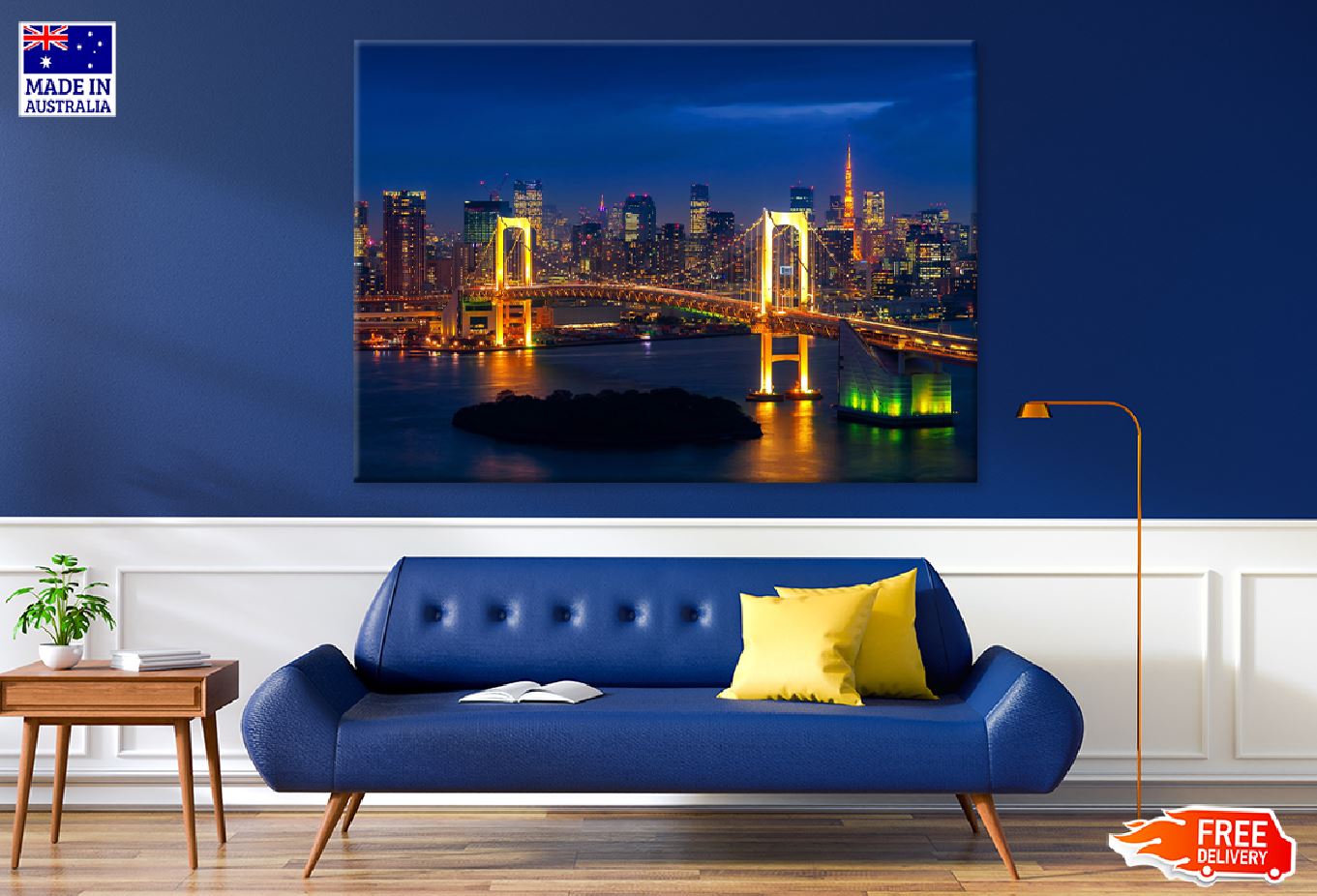 Tokyo Skyline with Rainbow Bridge View Photograph Print 100% Australian Made