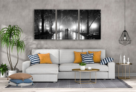 3 Set of Couple Walking in Street B&W Photograph High Quality Print 100% Australian Made Wall Canvas Ready to Hang