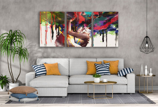 3 Set of Couple Abstract Watercolor Painting High Quality Print 100% Australian Made Wall Canvas Ready to Hang