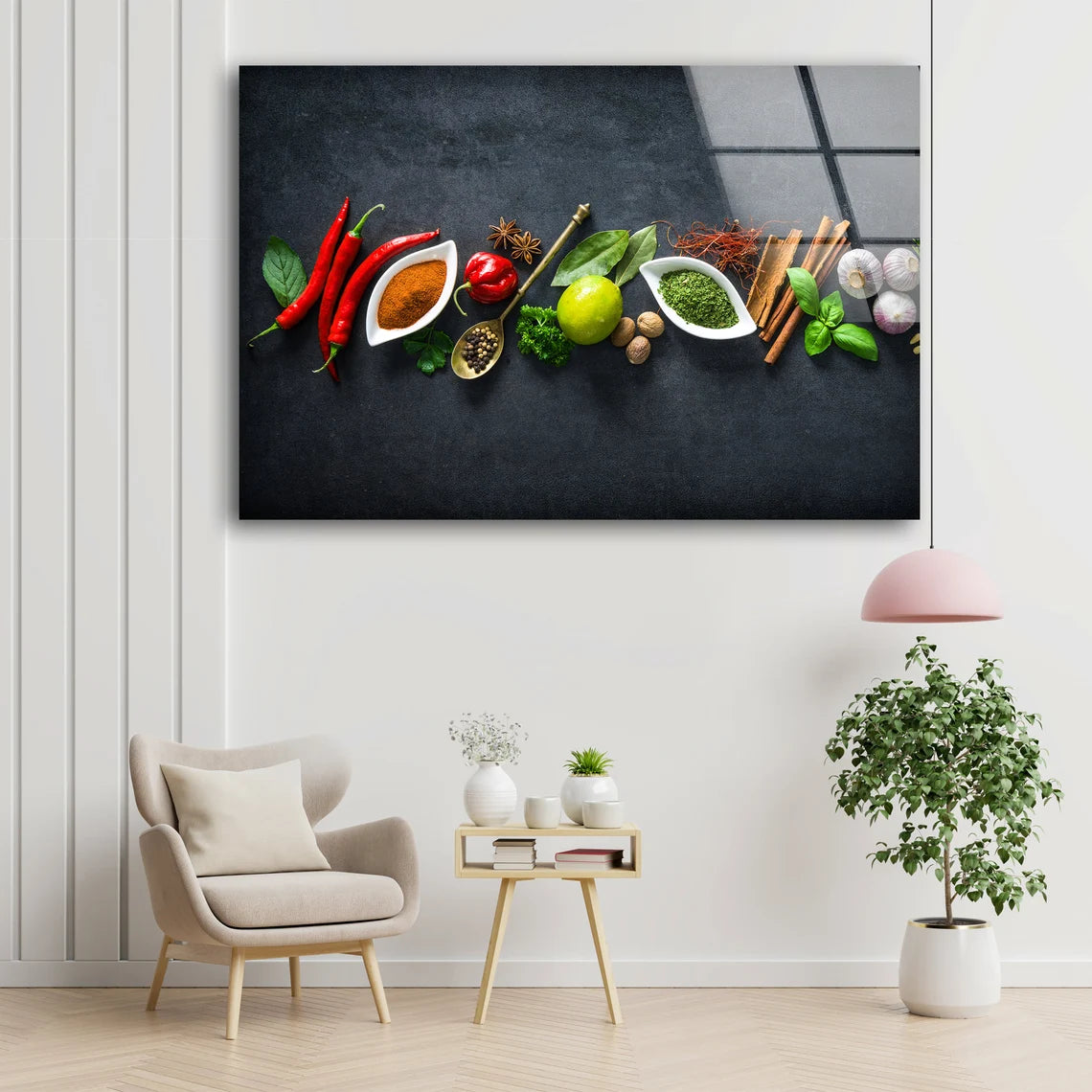 Spices On Black Table Photograph Acrylic Glass Print Tempered Glass Wall Art 100% Made in Australia Ready to Hang