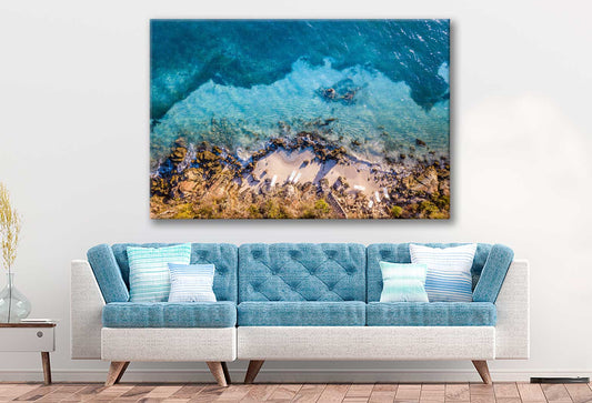 Bella Home Sandy Sea Coastal Aerial View Print Canvas Ready to hang