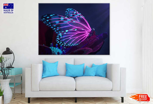 Neon Purple Butterfly Digital Art Print 100% Australian Made
